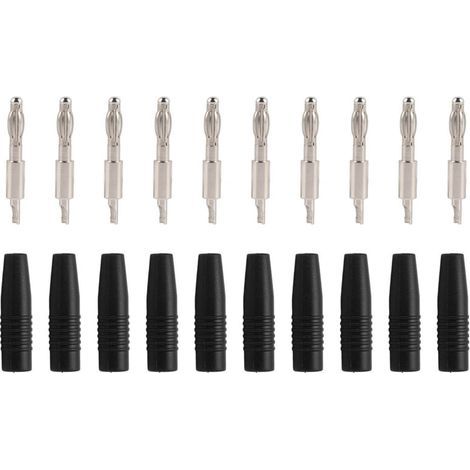 10 Pièces Connecteurs Banane 4mm Mâle pour Câbles de Test Multimètre, Enceintes et DIY - Noir (1/5)