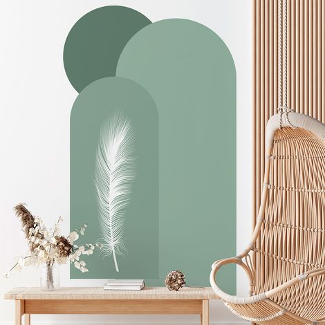 Papier peint intissé pré-encollé fresques géantes - ARCHES ET PLUME DE LA JUNGLE - 100x60cm (1/5)