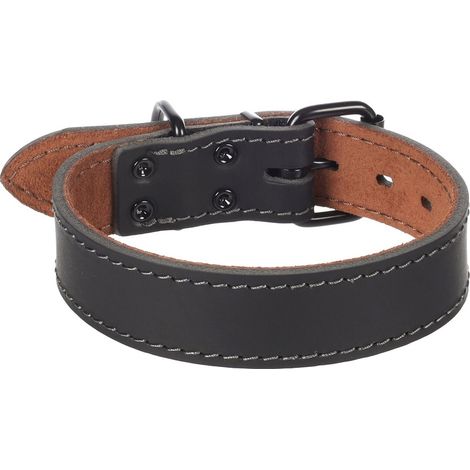 Collier Chien Montana en cuir noir M 35-45cm 35mm (1/4)