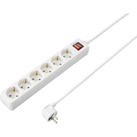 Sygonix SY-4891004 Steckdosenleiste mit Schalter 6fach Weiß Schutzkontakt 1 St.