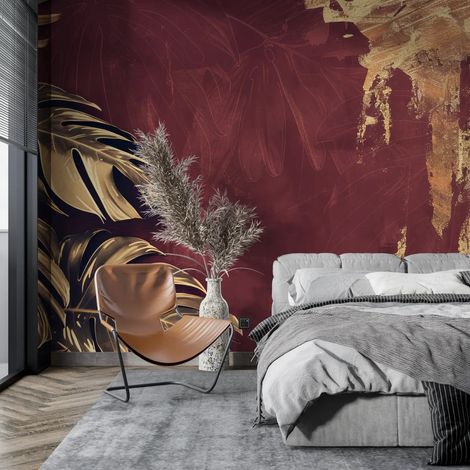 Papier peint tropical monstera dore texture 1 - 150 x 250 cm (1/2)