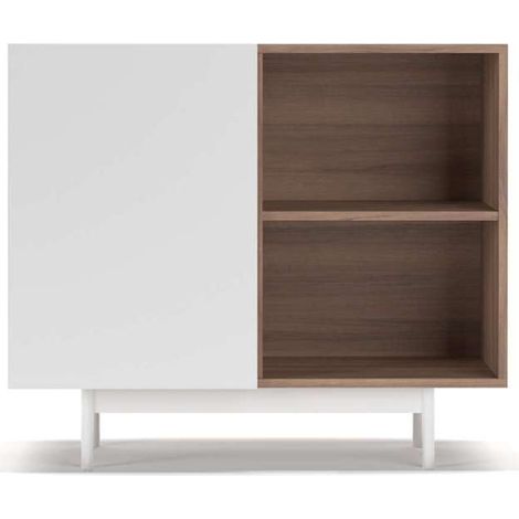 Mueble auxiliar modelo 601-2 acabado en nogal/blanco. 78 cm (alto) x 90 cm (ancho) x 34 cm (prof.) (1/4)