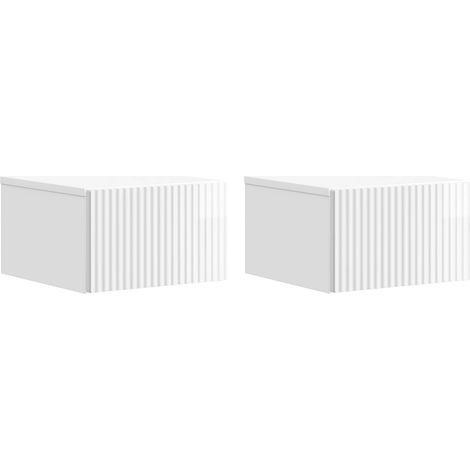 Wandmontierter Nachttisch 2 pcs Hochglanz Weiß Holzwerkstoff vidaXL