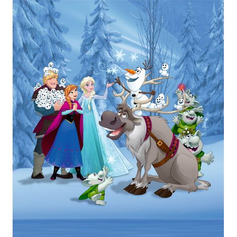 papier peint panoramique La Reine des neiges bleu  - Disney (1/3)