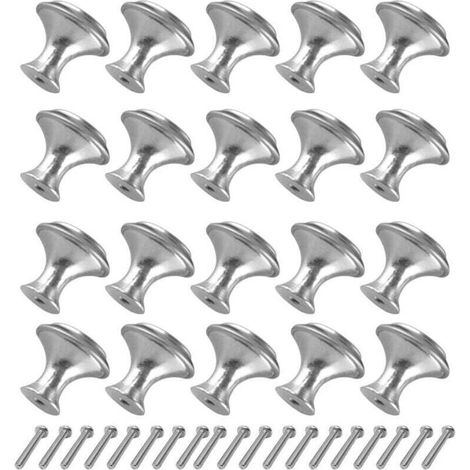 20 Pièces Bouton de Meuble,Bouton de Porte Poignée Tiroir Champignon Forme Monotrou en Argent Poignée Ronde Monotrou Boutons de Tiroir de Meubles