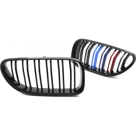 Grille de calandre avant BMW Serie 6 F12 / F13 de 2011 a 2018 Noir brillant + Tricolore-42673663 (1/4)