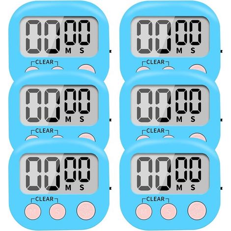 Set di timer digitali da cucina per cucinare e cuocere al forno con interruttore di accensione/spegnimento, 6 pezzi, blu (1/5)