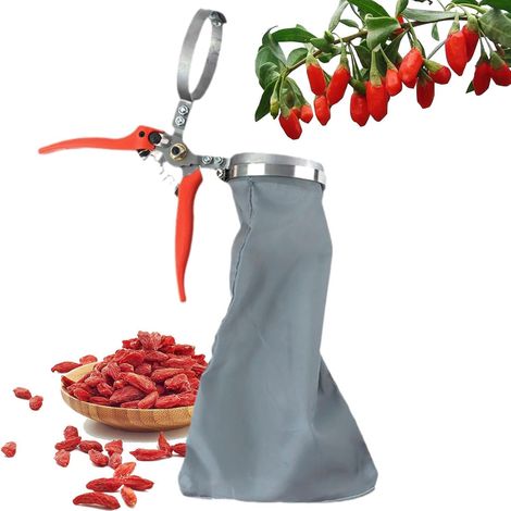 Cueilleur de Fruits,Cueilleur de Poivre en métal avec Panier de Coupe Fournitures de récolte de poignée à Ressort Portables (1/5)