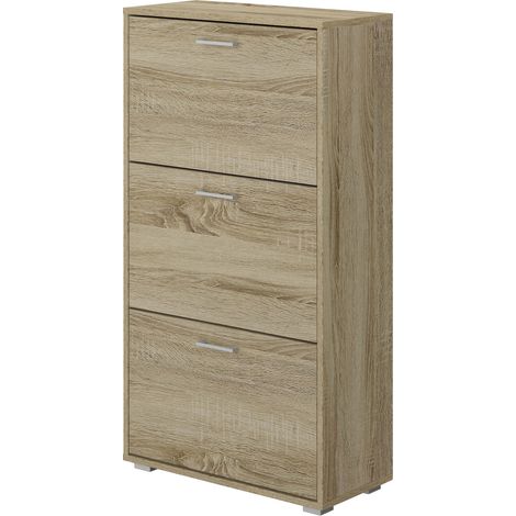 Scarpiera 3 Scomparti 67x28x112 cm 18 Paia in MDF Rovere (1/2)