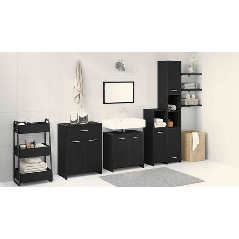 Badezimmermöbelset mit Schubladen 4 pcs Schwarz Eichen-Optik vidaXL (1/5)