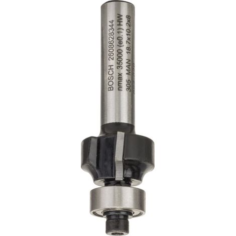 Bosch – Fraise à arrondir 8 mm – Pour bois dur et teck – Longueur 53 mm – Coupe nette sans éclat – Roulement à bille pour guidage simple