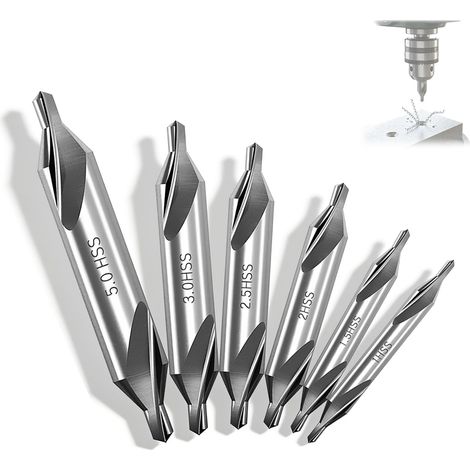 Drill Bit Set, 6pcs 60 Degrés HSS Center Drill Bit Metal Set, M2 6542 Foret pour Tour à Fraise, Accessoires pour Tour Métaux avec Tailles 1.0/1.5/2.0/2.5/3.0/5.0 (1/5)