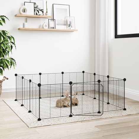 vidaXL Gabbia per animali domestici a 12 pannelli con porta nera