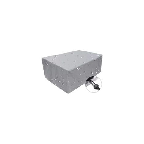 Gartenmöbelabdeckung, wasserdicht, winddicht und UV-beständig, rechteckige Schutzhülle aus 210D Oxford-Gewebe, silber, GROOFOO – 220 x 220 x 85 cm – Crezuo