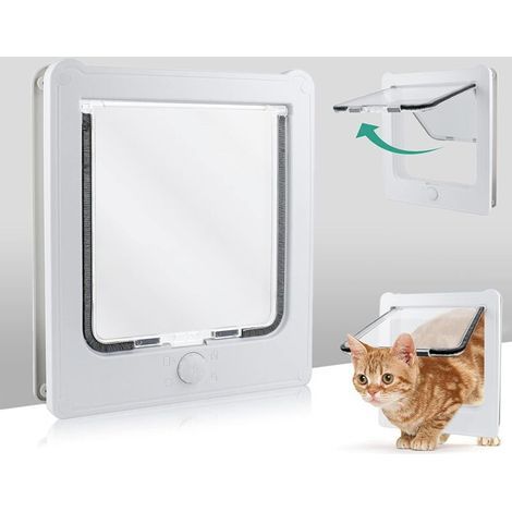 Chatière 4 Options de Verrouillage pour Chat, Bonne Étanchéité, Installation Facile Idéale pour Petits Animaux. (1/4)