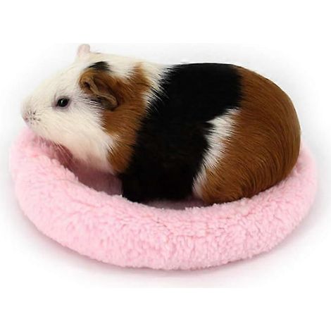 Lit chaud pour animaux de compagnie avec tapis de couchage doux en velours pour hamsters, hérissons, écureuils, souris, rats, cochons d'Inde et autres petits animaux (grand, rose) (1/4)