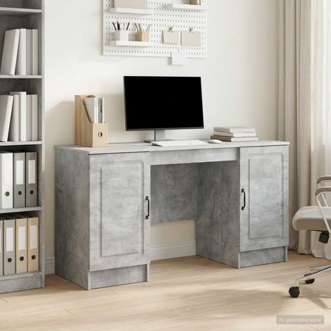 vidaXL Scrivania con lo scaffale Grigio Cemento 142,5 x 50 x 75 cm (1/5)