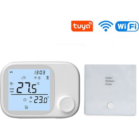 3A Wandthermostat für Heizkessel mit WLAN – Fernsteuerung über Tuya Smart/Smart Life, Drehknopf-Einstellung, Weiß (1/5)