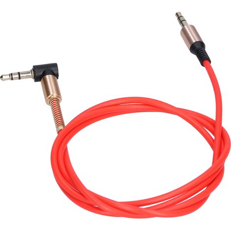 Câble Audio Voiture Aux Stéréo 3,5mm Mâle-Mâle Coude Métallique 1m/3,3ft Rouge pour Casque (1/5)