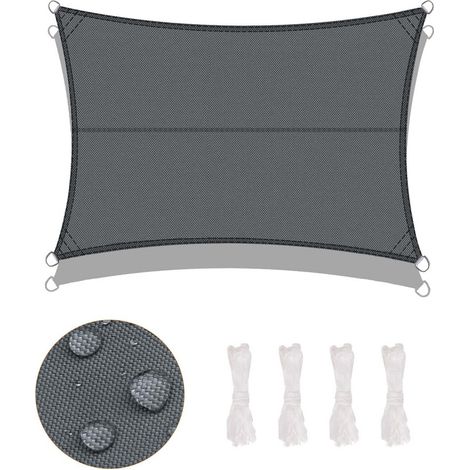 [NON UTILIZZATO] Vela ombreggiante rettangolare 3x4m in PES impermeabile, antracite, protezione UV al 95% per esterni, patio e giardino.