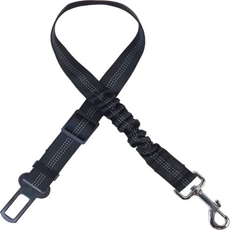 Lot de 3 ceintures de sécurité pour chien en voiture – Noires – Crochet blanc réfléchissant (1/5)