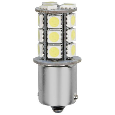 12V Led Series - 18 SMD x 3 chips - (P21W) - BA15s - 1 pz  - Scatola - Bianco (1/4)