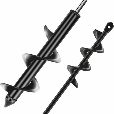 Forets de tarière de jardin de diamètre 80 mm et 40 mm, ensemble de 2 forets en spirale pour une plantation rapide de trous et la mise en place de fleurs, arbres et arbustes. (1/5)