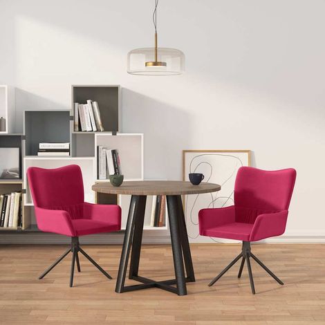 vidaXL Sillas de comedor giratorias 2 unidades terciopelo rojo tinto (1/5)