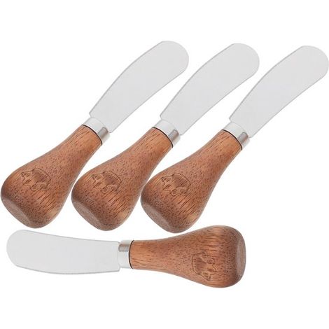 Juego ergonómico de 4 piezas de acero inoxidable para untar mantequilla y cortar queso, ideal para cortar y servir (1/5)