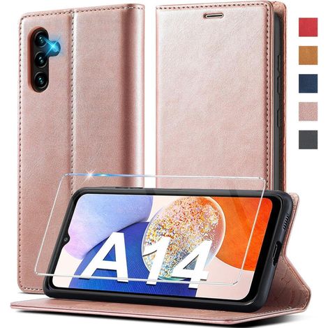 Coque portefeuille en cuir pour Samsung Galaxy A14 5G avec béquille et fermeture magnétique (1/5)