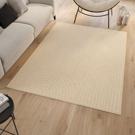Alfombra interior rectangular JADA con motivo circular beige 160 x 220 cm