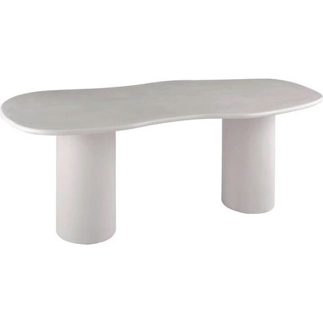ORGANIC - Table Repas 200cm en MDF et Ciment Gris clair Plateau Vague