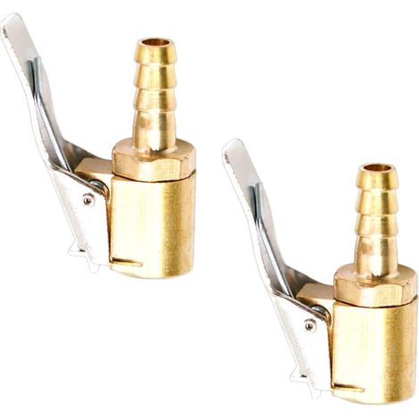 2 Pieces Inflator Nozzle, Car Tire Inflator Nozzle, Inflator Nozzle with Clip, Inflator Valve Clip Clamp Connector Adapter, for Tire Valves, Brass, 6mm (1/4)