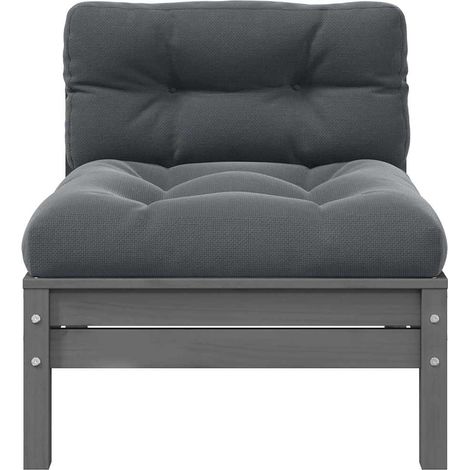 Maison Exclusive - Garten-Mittelsofa mit Anthrazit Kissen Grau Ma (1/5)
