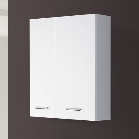 Pensile bagno sospeso 60 cm bianco con ante e ripiano interno Desya (1/6)