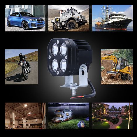 Lampe de travail 40W 4 LED 4000LM IP67, lumière blanche 6000K, universelle pour voiture, camion, moto