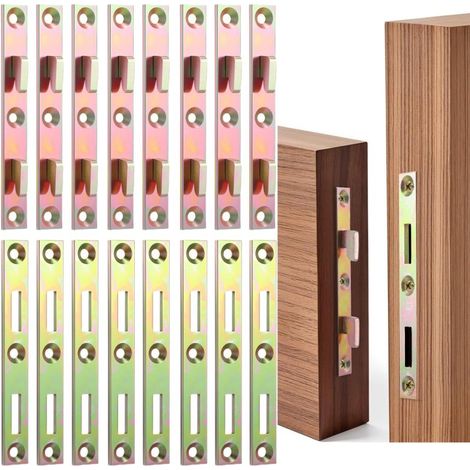 Lot de 8 boucles de lit en métal épais Irovami, connecteur de cadre de lit encastré de 12,7 cm (5 pouces) avec vis dorées (1/5)