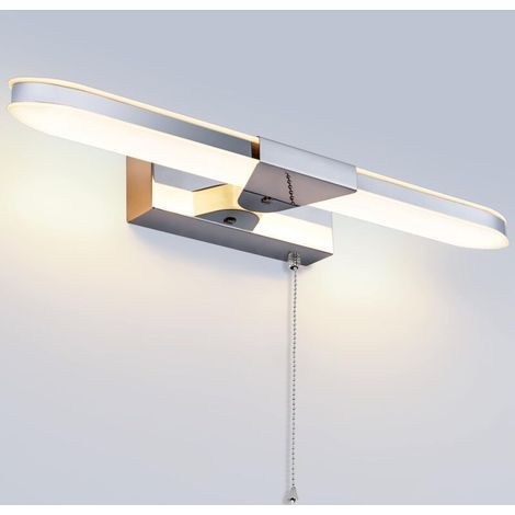 Lampe Miroir LED Salle de Bain 40CM Lampe pour Miroir Lumineux LED Applique Murale Lumiere Miroir Salle de Bain Avec interrupteur à tirette 3000K 920LM 8W IP44 Acrylique Lumières [Classe énergétique F (1/4)