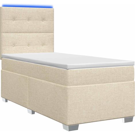 Maison Exclusive - Letto box spring con materasso Crema 90 x 190 cm Tessuto (1/5)