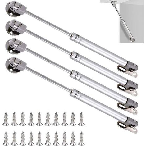 Lot de 4 vérins à gaz 150N – Longueur 270mm – Acier laminé et plastique ABS – Pour portes en bois et meubles TV – Installation sécurisée (1/5)