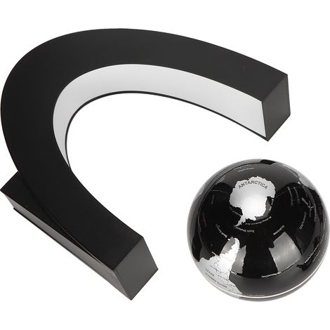 Globe magnétique flottant en forme de C avec éclairage LED, motif carte du monde en lévitation, ornement de boule, prise 100-240 V.