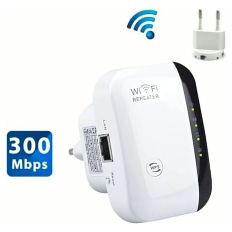 Amplificateur WiFi, Amplificateur Internet sans fil 2,4 G pour la Maison 300 Mbps Super boost Répéteur de Portée Wi-Fi Répéteur d'Amplificateur de signal WLAN, Configuration et couverture faciles,TRIM (1/4)