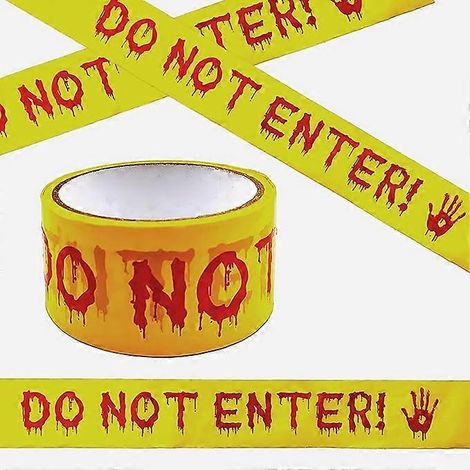 Ruban de signalisation de chantier avec inscription « Défense d'entrer » pour zones dangereuses, bannière zombie effrayante à faire soi-même pour portes, maisons hantées, fêtes, 25 m x 4,8 cm (1/5)
