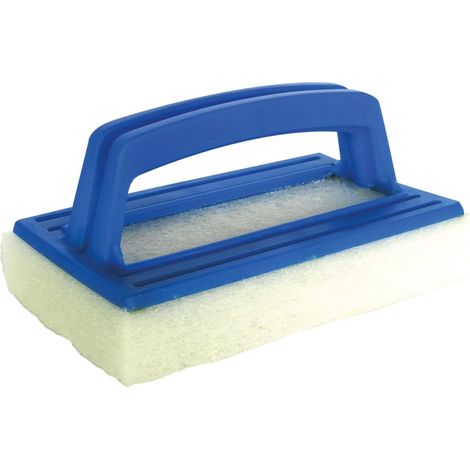 1 Éponge De Récurage Avec Poignée, 22,5 Cm, Pour Ligne D'eau De Piscine, Blanc Et Bleu