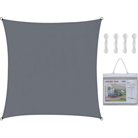 Voile d'ombrage carré polyester + pu L.300 x l.300 cm Gris imperméable + anti-uv (1/4)