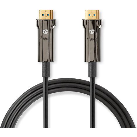 Cable ultra high speed hdmi optico activo con ethernet conector hdmi conector hdmi 8k60hz 48 gbps 100 m redondo pvc negro caja carton