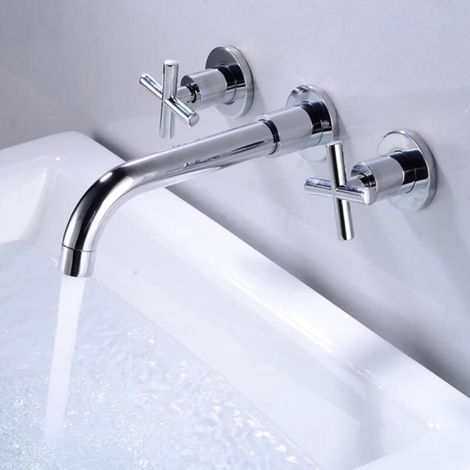 Robinet en cuivre massif avec bec pivotant à 360°, manomètre de cuisine et de salle de bain, bouchon à main argenté (1/5)