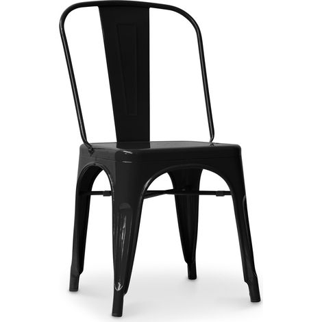 Sedia da pranzo in acciaio - Design industriale - Nuova edizione - Stylix Nero