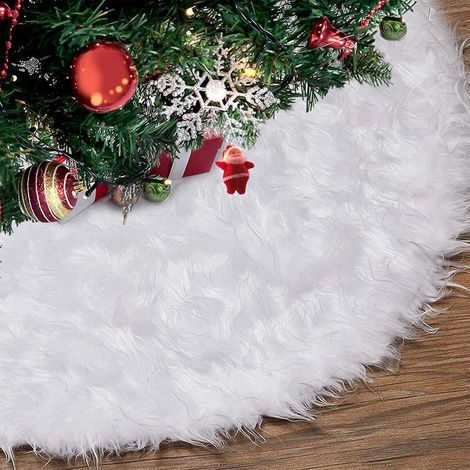 Jupe de Sapin de Nol, Tapis Sapin Nol, Blanc Peluche Neige Décorations d'arbre de Nol, Tapis en Fausse Fourrure, Décoration Nol Sapin, Tapis Vacances Couvre Pied Sapin Noel (Blanc 78cm) (1/5)