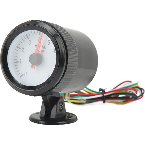 Tachymètre 0-8000 tr/min, manomètre 52 mm, rétroéclairage LED bleu pour voiture essence 4, 6 ou 8 cylindres (1/5)
